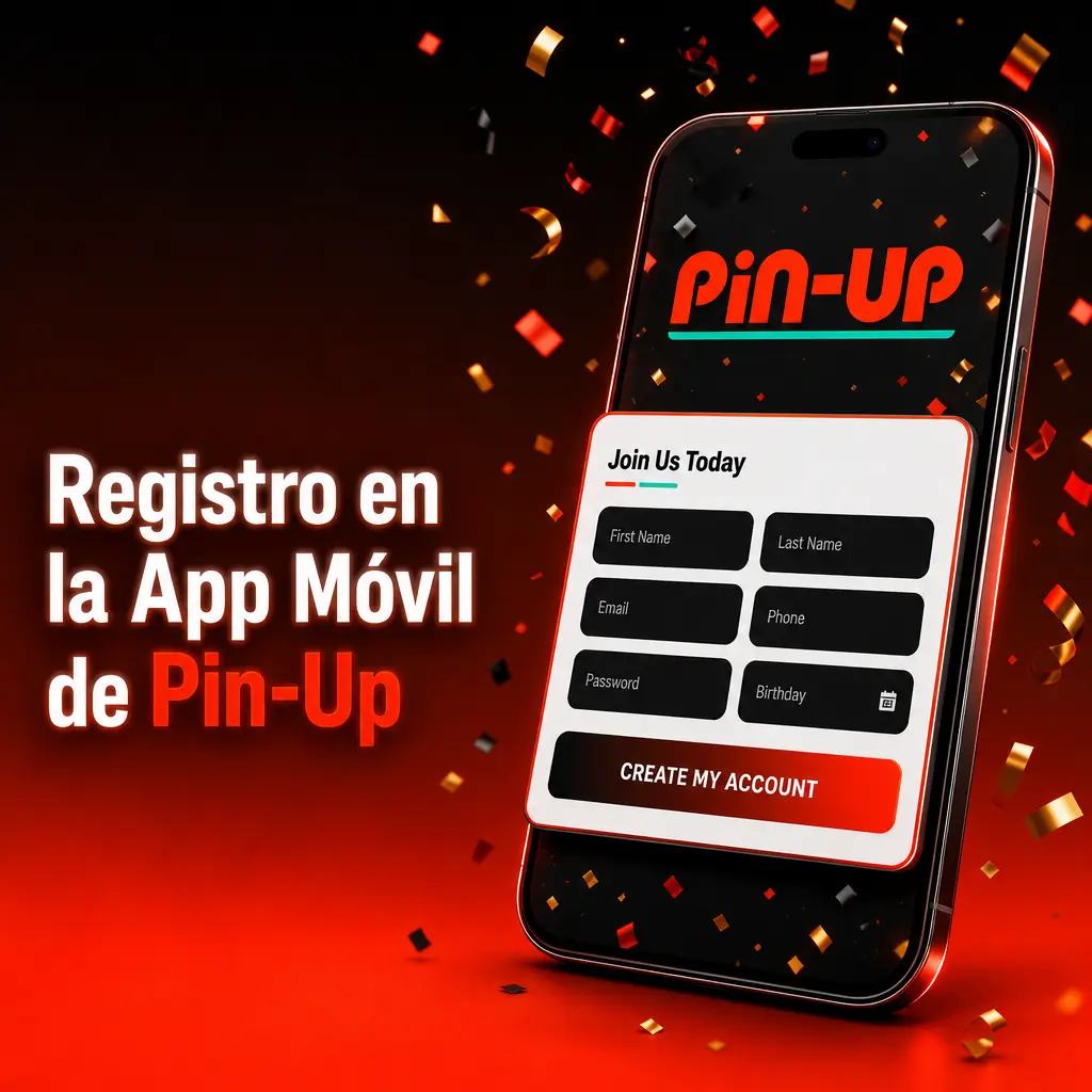 Pantalla de registro en la app móvil de Pin-Up